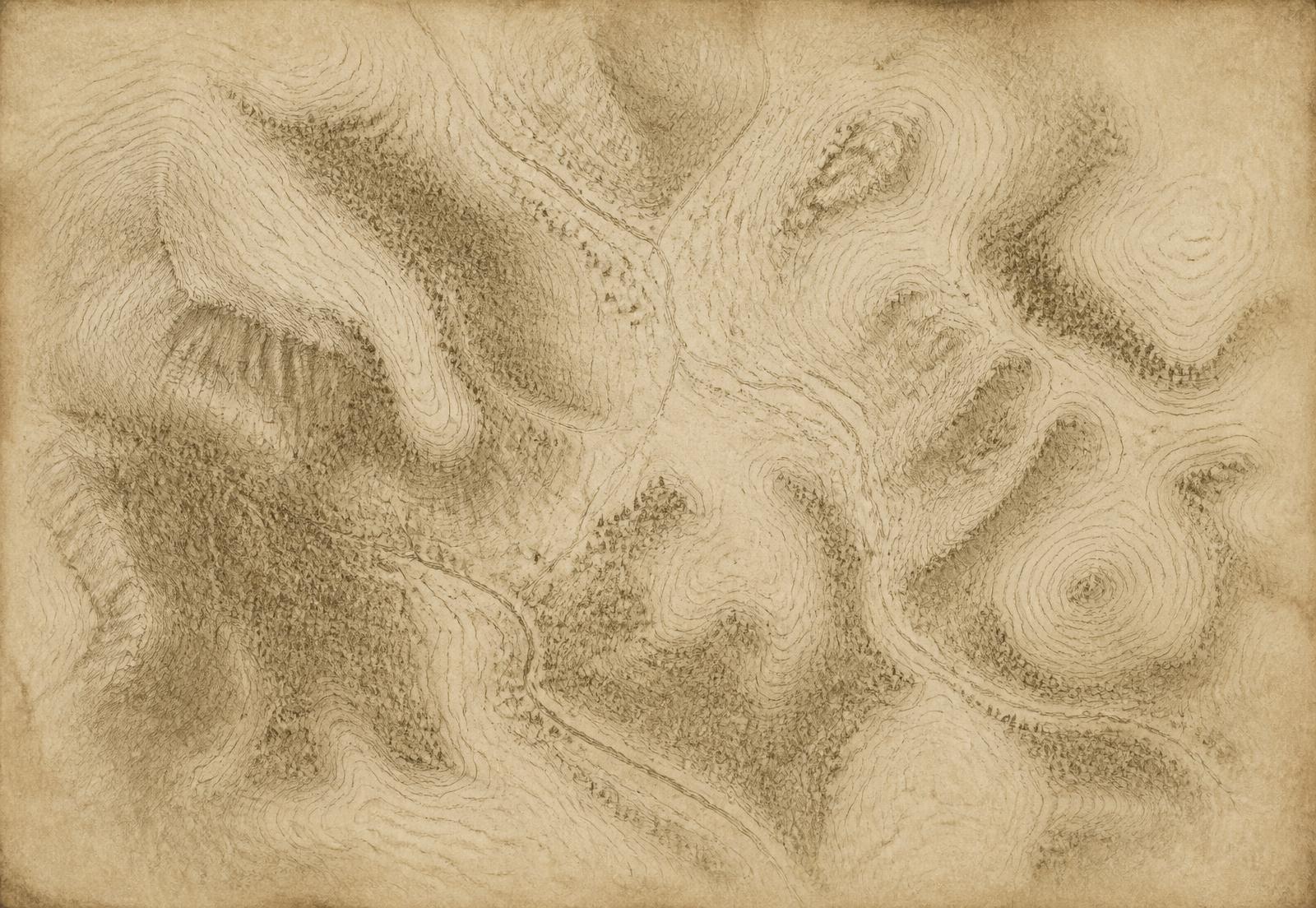 Abstract antique topographical map of forested paths